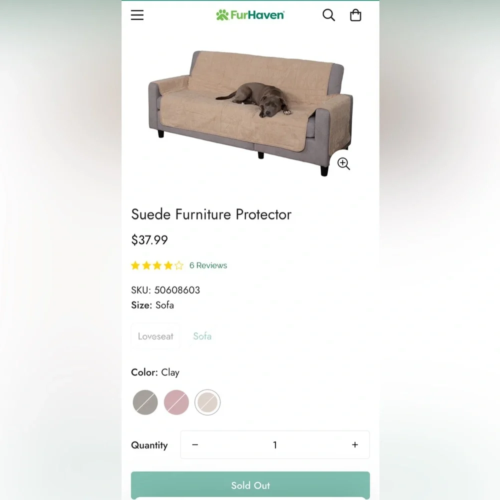 FURHAVEN Suede Furniture Protector/ Pet pad cover